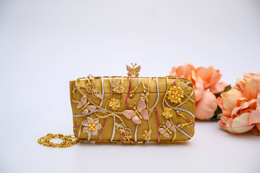 Shimmering Floral Diamond Clutch