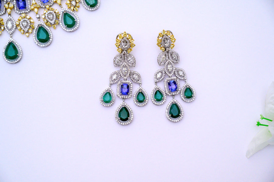 Enchanted Emeralds Tanzenites Earings